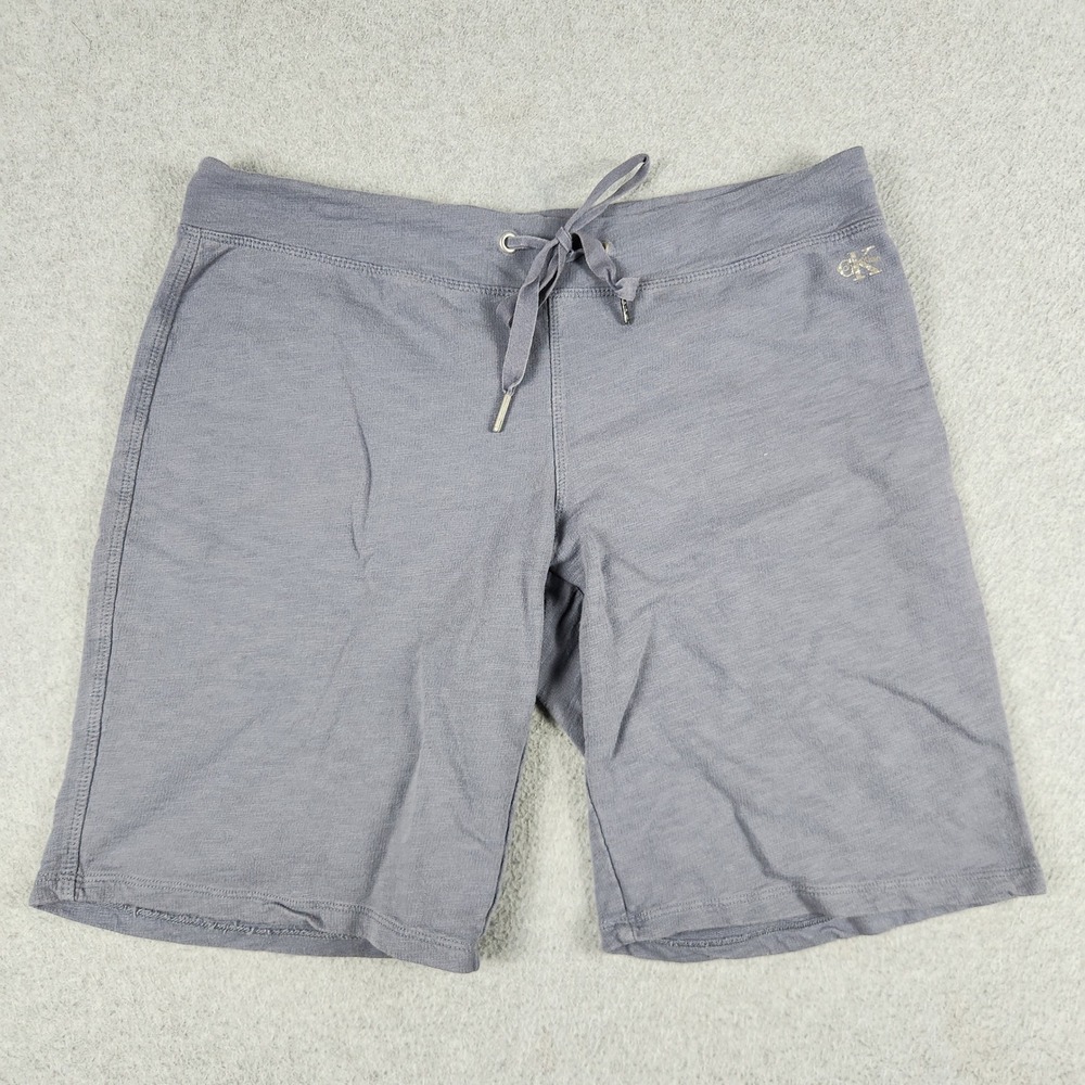 Calvin Klein Shorts Mens Small Gray Logo Stretchy Drawstring Waist 8" Inseam